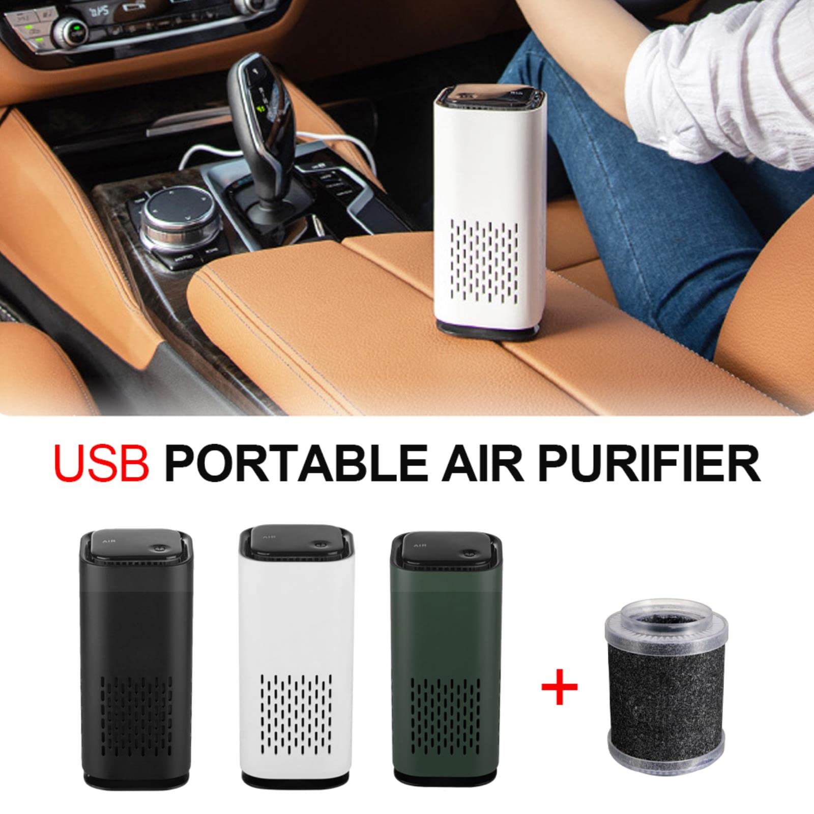Purificador de aire para coche, limpiador de iones negativos USB, Mini limpiador de aire para vehículos domésticos, elimina el purificador de aire de formaldehído