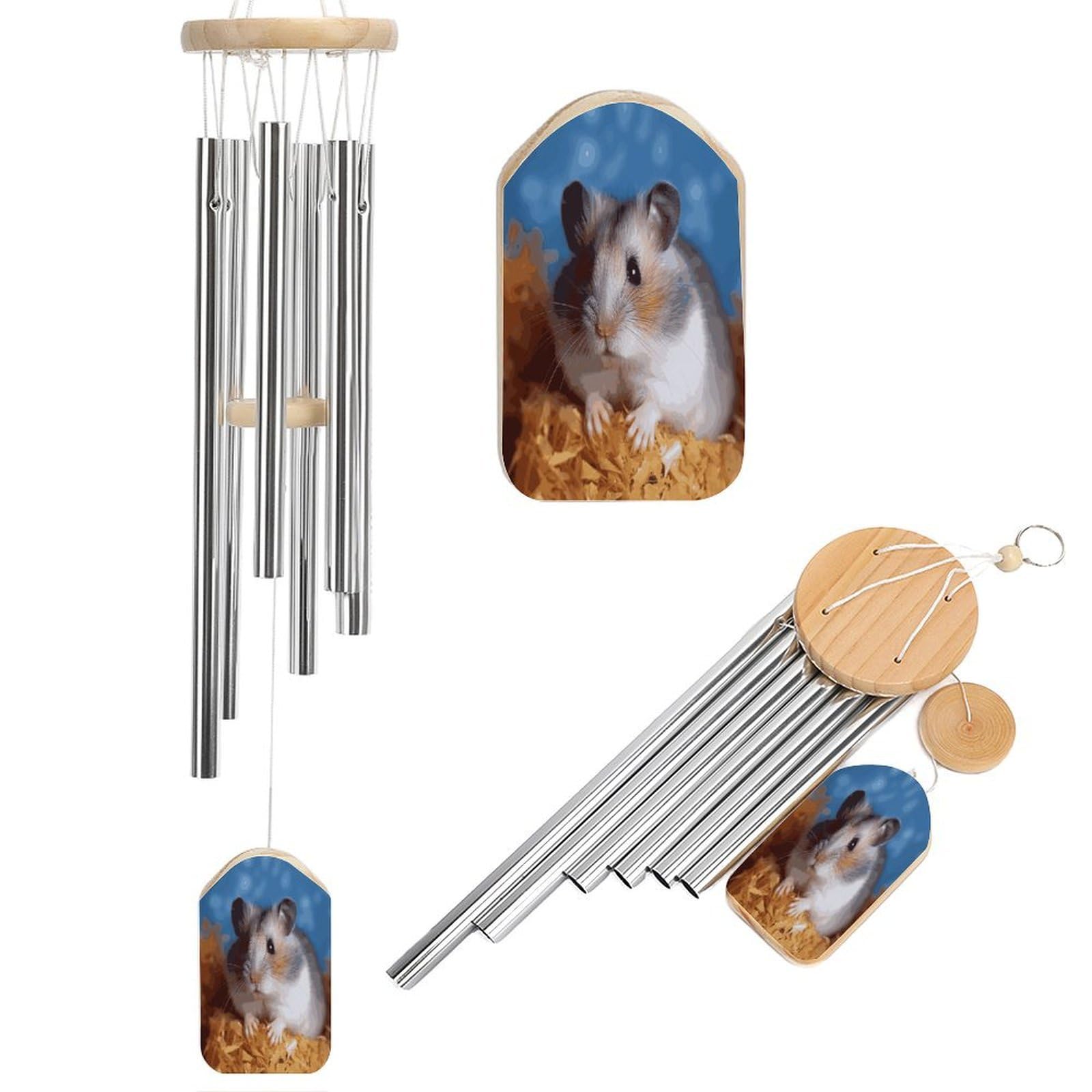 Btcowzrv Style Hamster Wind Chimes For Outside, Hanging Windchimes With 6 Aluminum Tubes, Memorial Wind Chime For Patio Backyard Garden And Outdoor Decor