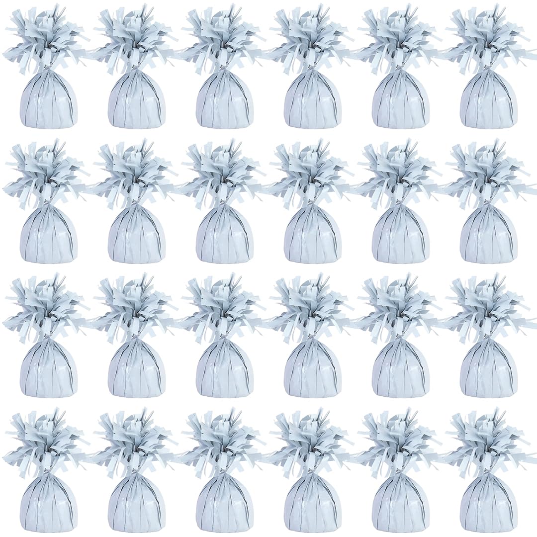 PARTYRAMA.CO.UK White Foil Helium Balloon Weights 175gr - Pack of 24 - Durable & Colourful Weights for Birthdays Parties, Events & Celebrations - Perfect Balloon Weight Holders — image 1