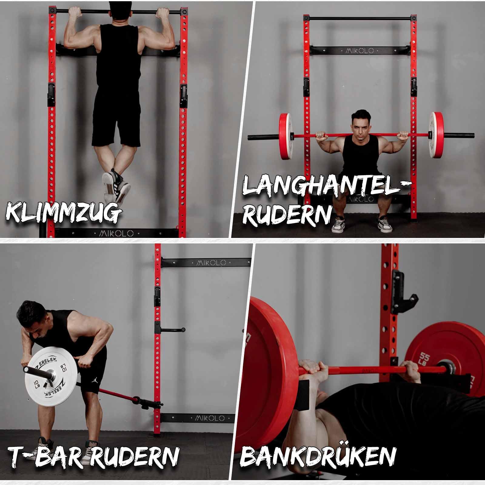 Wand Squat Rack Klappbar, Power Tower mit Landmine, Power Rack mit Klimzugststange Für Wand, Kraftstation für Zuhause，Half Rack 455kg Belastbar