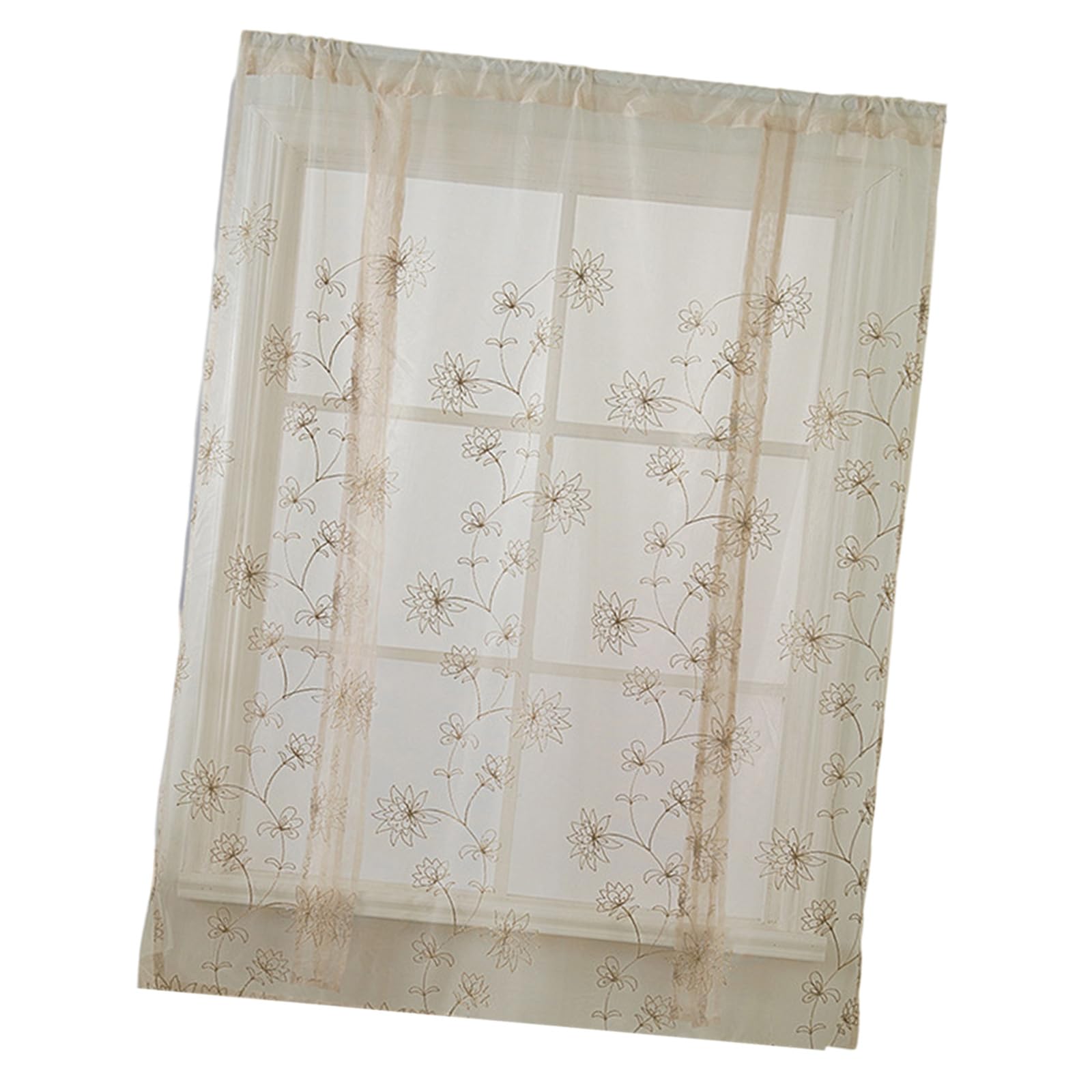 Elnwnnkc A Rod Pocket Embroidered Window Curtain Polyester Fabric Soft Light Filtering Washable Sheer Drape For Living Room Bedroom Sheer Embroidery Curtain
