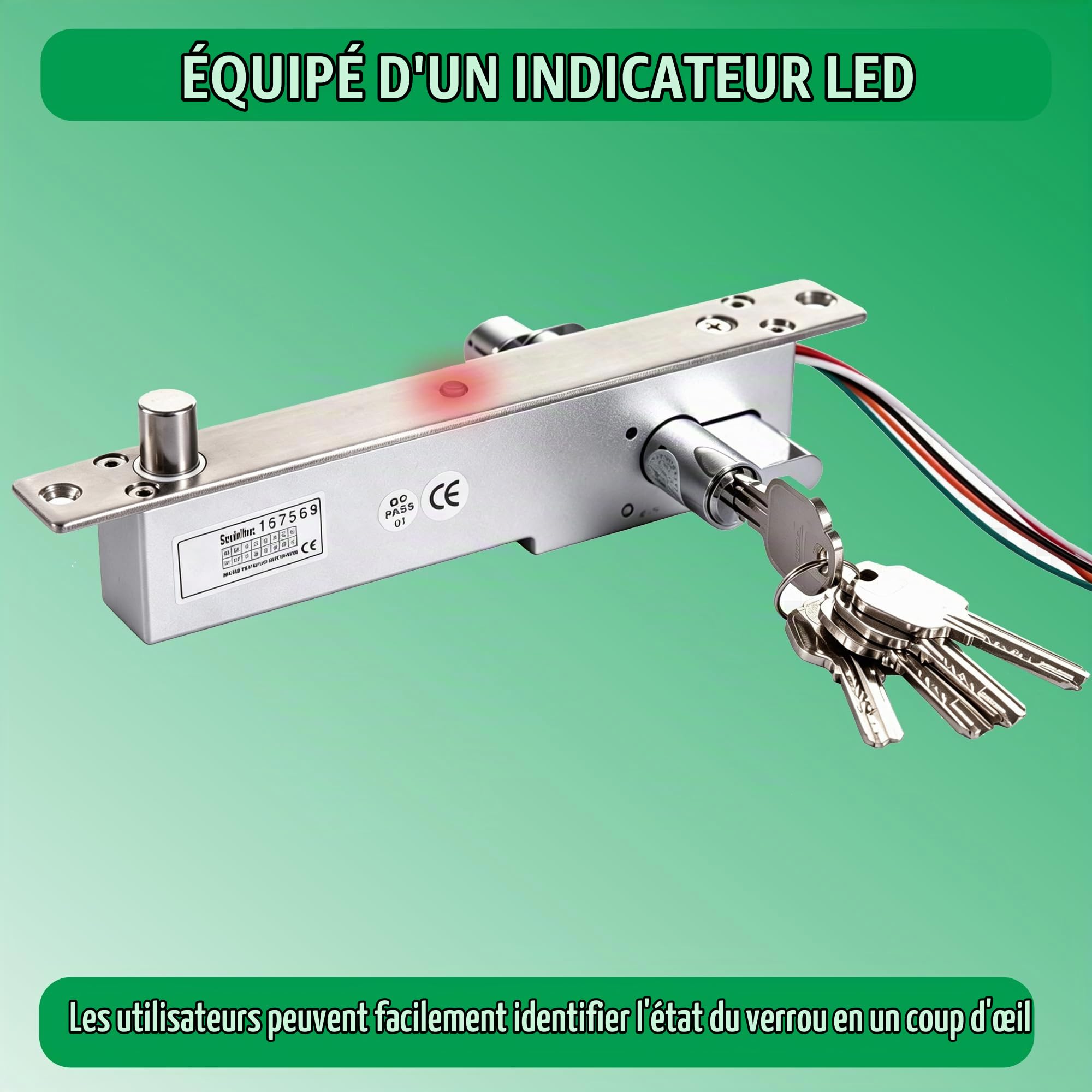 UHPPOTE Cylindre de Serrure Fail Secure NO Verrou Electrique Solide Ouvert par la Clé Cylindre Ouvert Manuellement