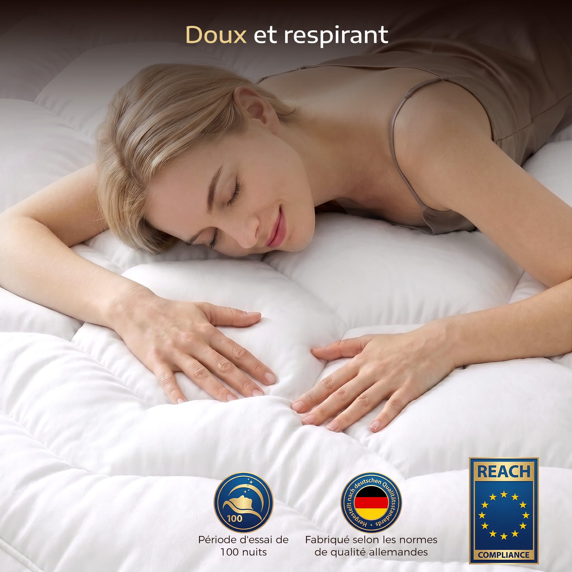 Surmatelas 140x190 cm, 1200 g/m³ Microfibres Remplissage, 20-55cm 360° Poche Profonde Antidérapant, 8 cm d'épaisseur Surmatelas, Respirante, adaptée aux Matelas à Ressorts fermes, canapés-Lits