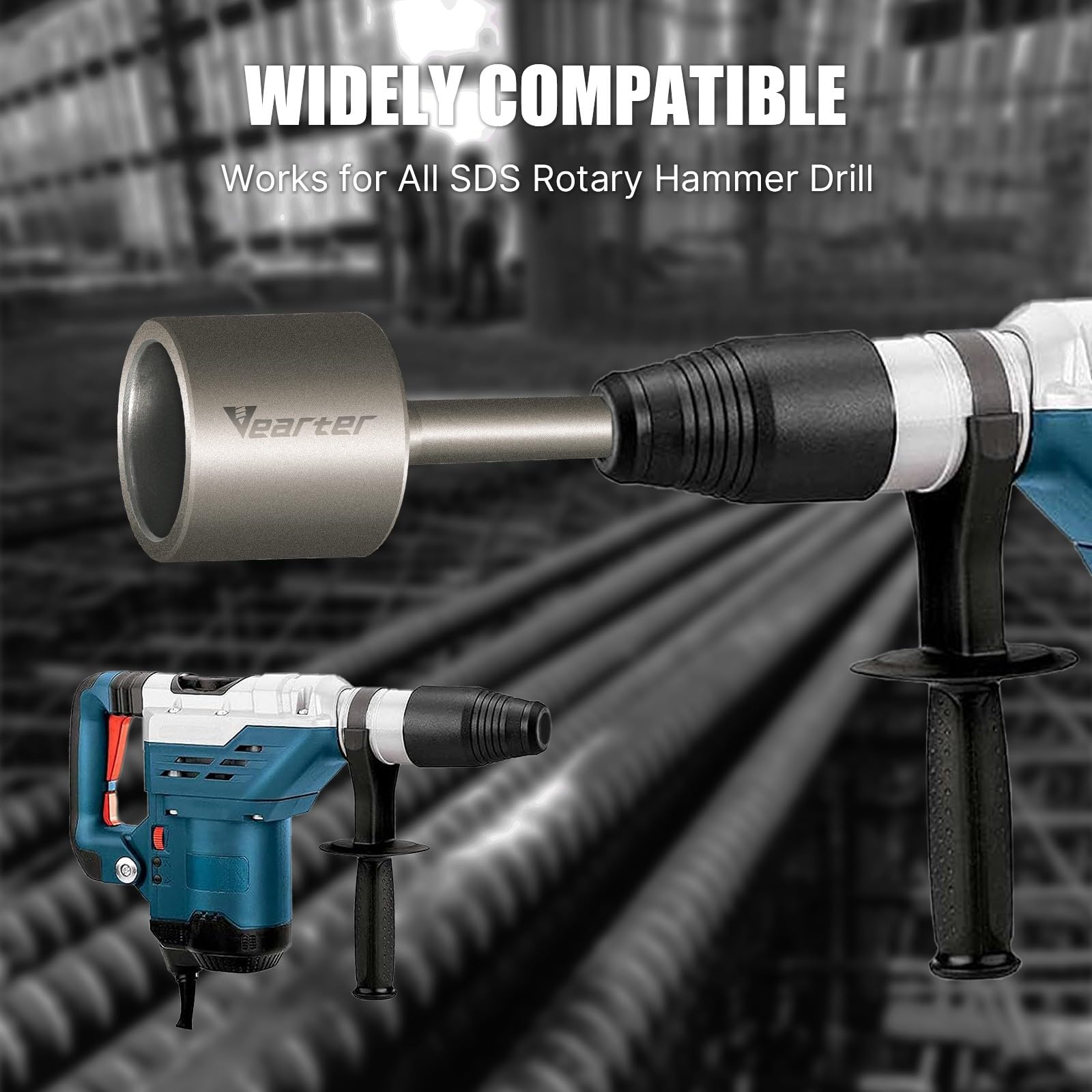 SDS MAX - Destornillador de poste en T para varillas de tierra de 5.1 cm, puntas adaptadoras de acero 40CrMo para todos los taladros de martillo giratorio SDS-MAX, herramienta resistente de