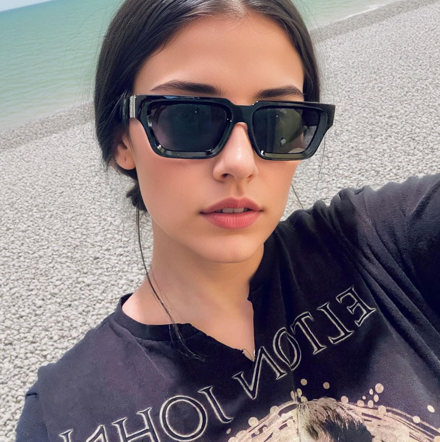 ANDWOOD Thick Frame Rectangle Sunglasses Mens Womens Chunky Retro Sun glasses Simple Designer Rectangular Shades - Image 4