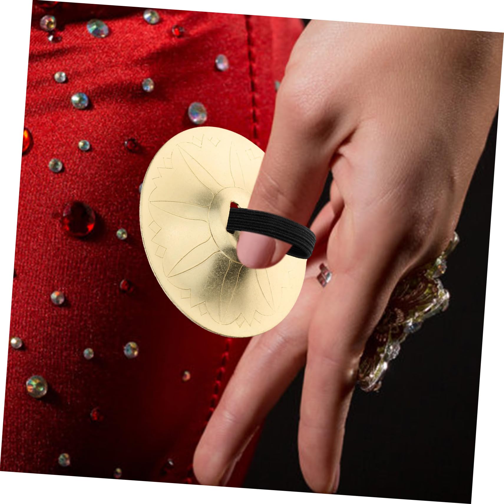 SECFOU 1par Platillos De Dedo Para Danza Instrumento Musical De Percusión Cimbales De Danza Del Vientre Diseño Floral