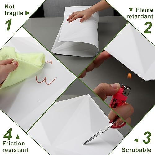 Miniatura 4 de 24 paneles de pared 3D de 19.7 x 19.7 pulgadas, paneles de pared de PVC con textura 3D, decoración de pared interior moderna para sala de estar,