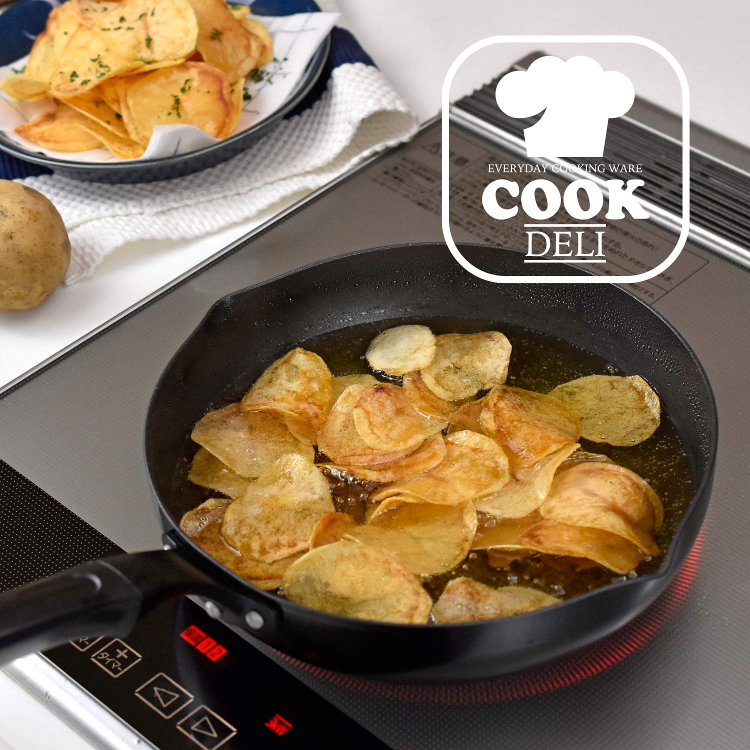 Wahei Freiz Cook Delhi AMB-1577 Deep Frying Pan, 9.4 inches (24 cm), Diamond Coated, Induction Compatible, (Amazon.co.jp Exclusive)