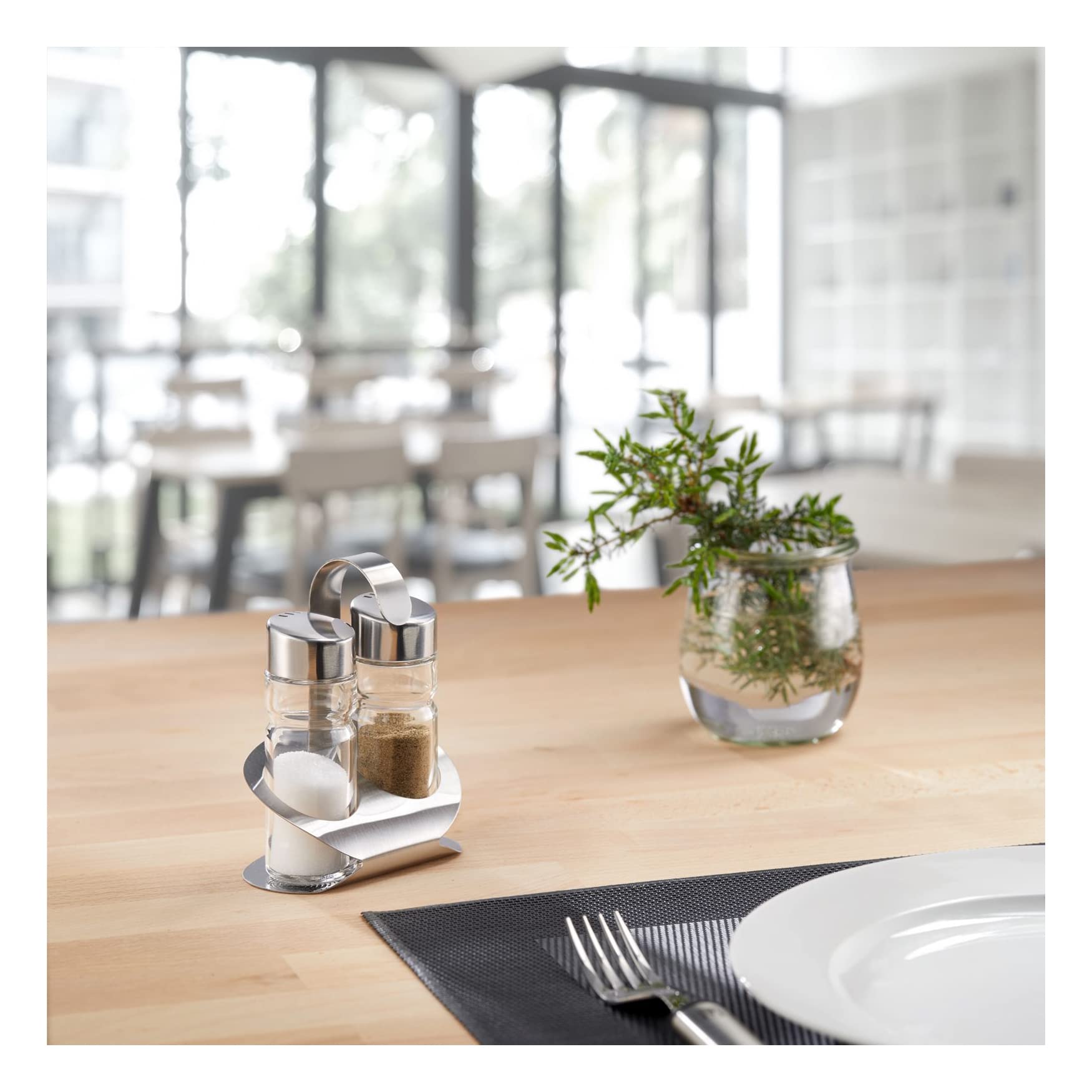 Westmark Set sale e pepe, 3 pz., Set da 6, Capacità: 40 ml l'uno, Acciaio inox/Vetro, Wien, Argento/Trasparente, 650222E2