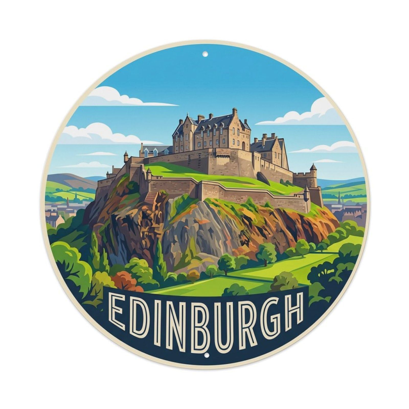 Metal Tin Sign Retro Travel Scotland Edinburgh