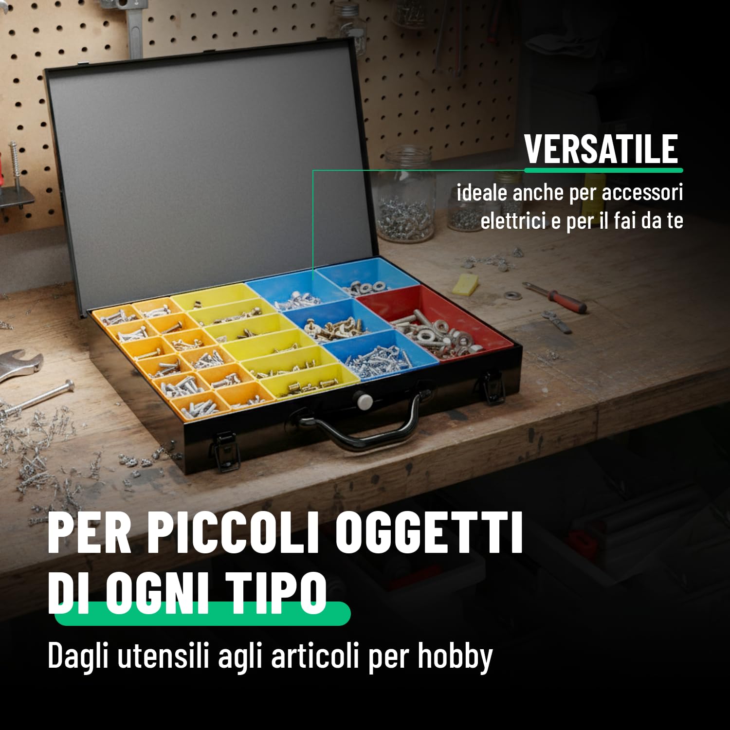 greate Valigetta Porta minuteria in metallo con 23 vaschette estraibili - valigia minuteria vuota - fai da te ferramenta - mobile organizer lavoro - organizer attrezzi da lavoro