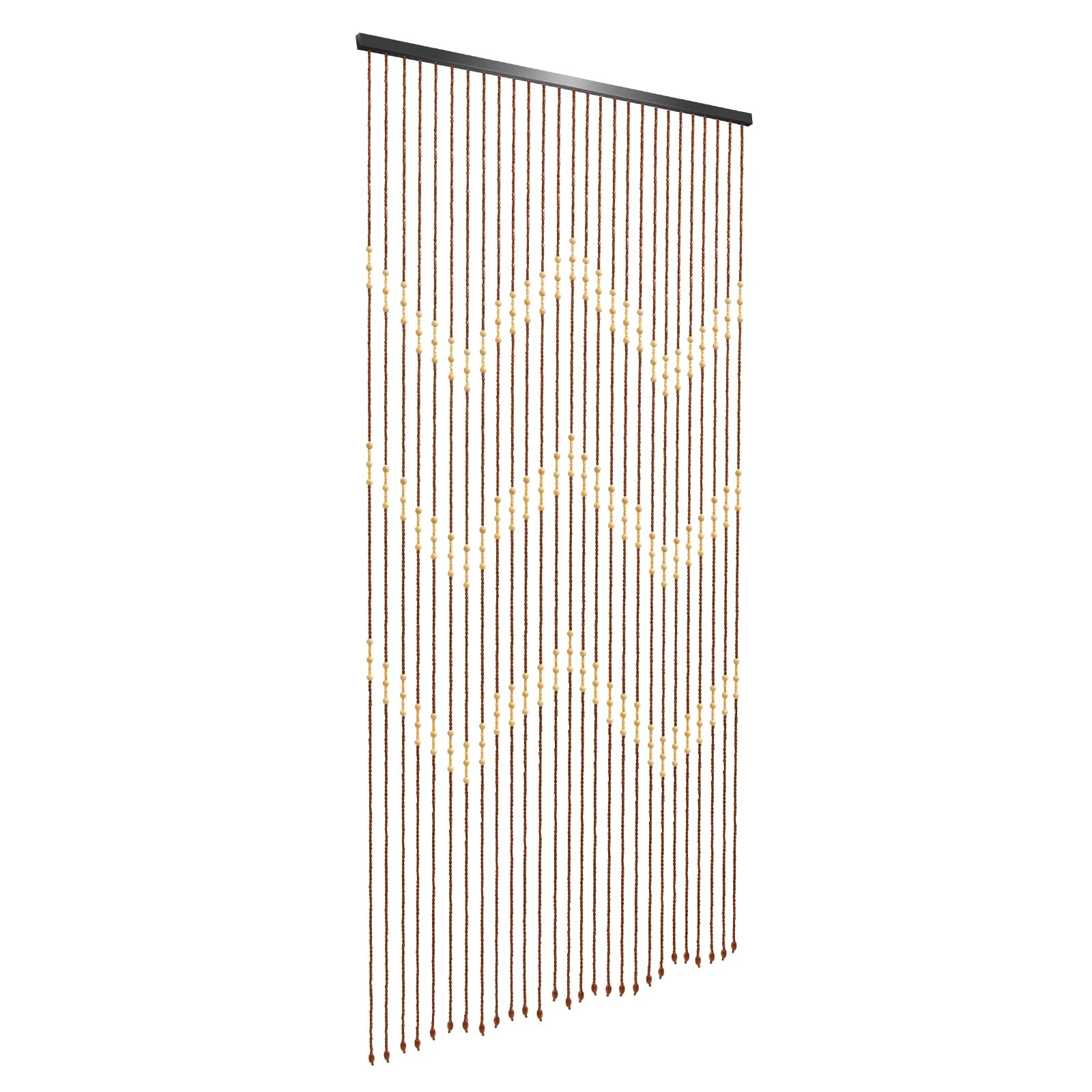 Rideau de perles en bois, en bambou, design rétro, 90 x 175 cm, respirant, avec traverses, en bois, comme cloison, décoration pour portes et balcons
