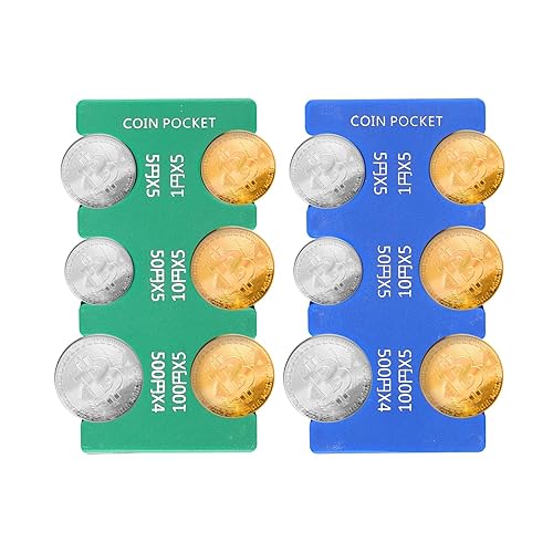 2pcs Japanese Coin Holders, Yen Organizer Hard Case with 6 Slots Rectangle Coin Dispenser Plastic Coin Sorter Collection Purse Wallet for Car Coin Container Storage Change Pouch(Blue and Green) - Blue & Green