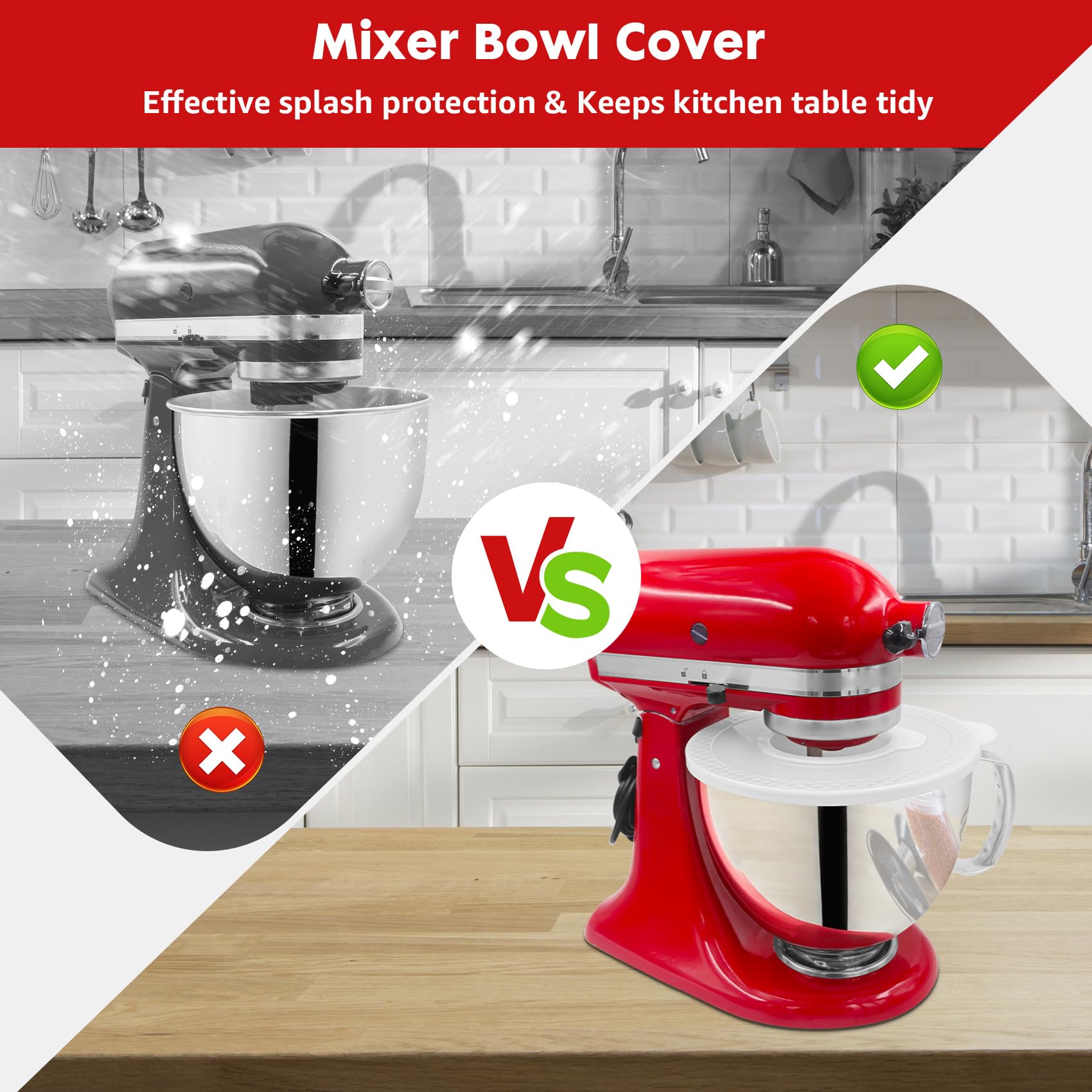 Schüsselabdeckungen Für KitchenAid Standmixer (4,5/5 QT), 2 Stück, Auslaufsicher Mit Silikondichtung