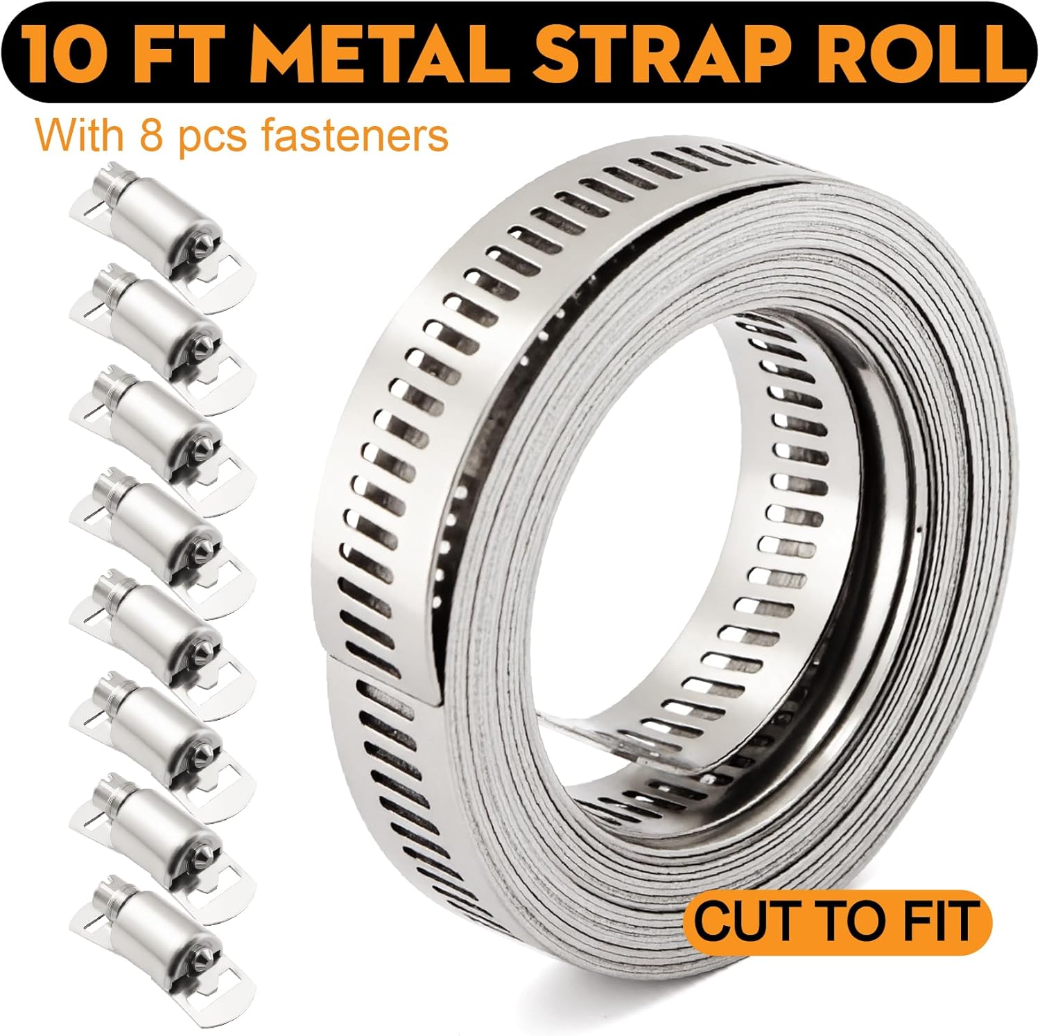 ウォームギアホースクランプ185個 1/4インチ-2インチ (6-51mm) 304ステンレススチール詰め合わせと10フィートの高耐