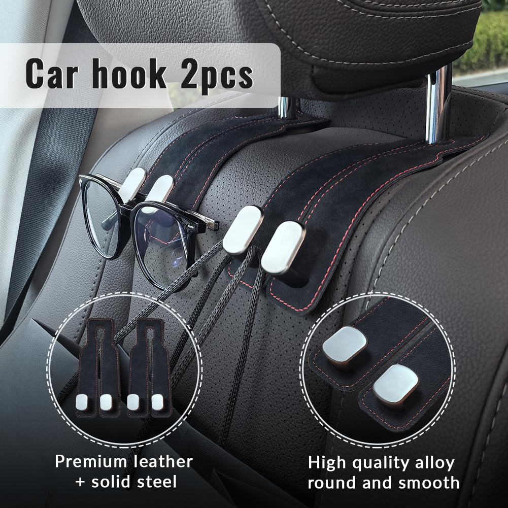 QAZXDR Headrest Hook Car Organizer - Reliable Car Purse Hooks, Universal, Hanging Bags, Space-Saving, Ideal for Commute and Travel (Black-2Pack)