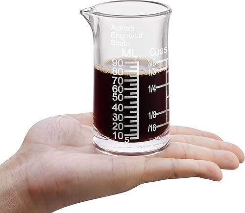 Miniatura 8 de Vaso de medición de vidrio de chupito 3 onzas90ML líquido pesado alto taza de vidrio espresso línea roja