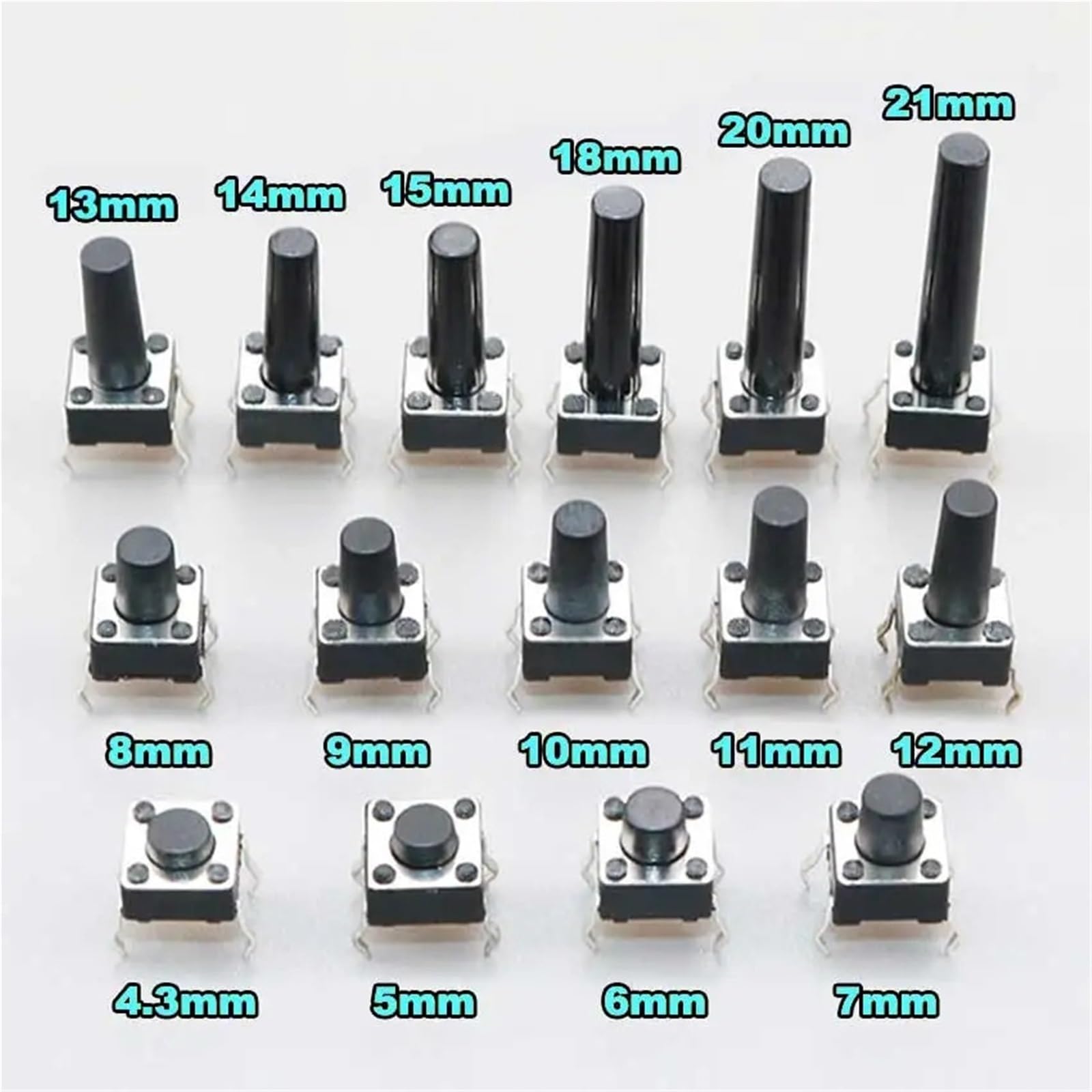 100 sztuk 6 x 6 przełączników chwilowy panel PCB dotykowy przełącznik przyciskowy przełącznik DIP 4Pin 6 x 6 x 5 6 x 4,3 5 6 7 8 9-21 mm (6 x 6 x 21 mm)