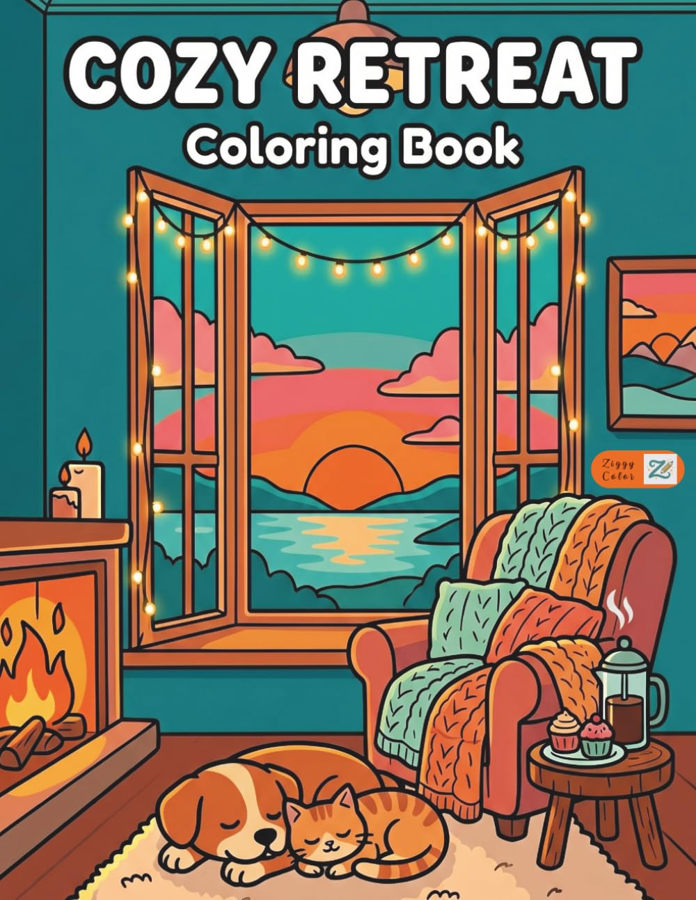 Cozy Retreat Coloring Book: Bold and Easy Designs for Adults and Teens Featuring Relaxing Scenes, Familiar Corners, and Comforting Objects for Stress Relief