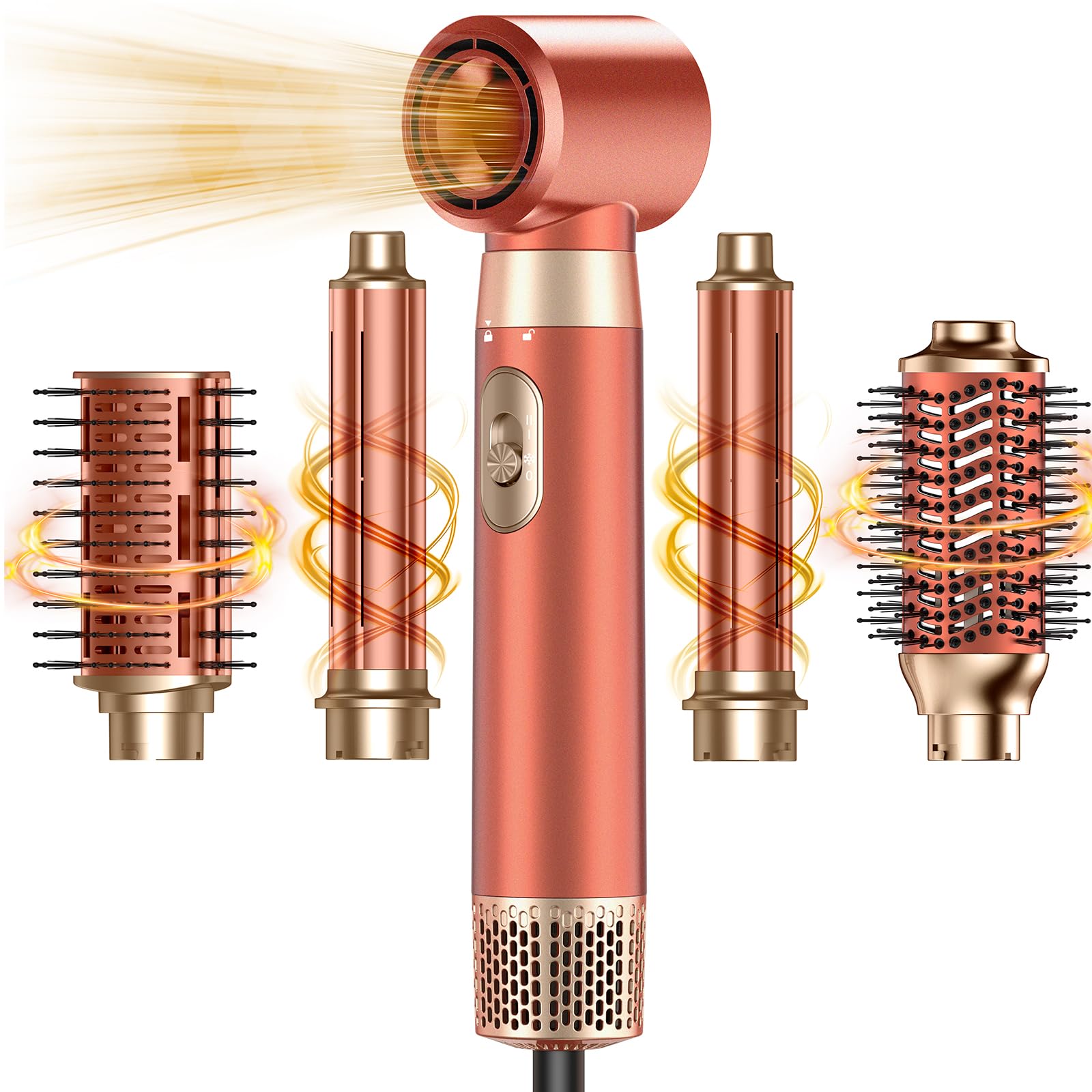5-in-1-Föhnbürsten-Set, Upgrade-Haartrockner, Föhnbürste, Lockenwickler Automatisch und Paddelbürste, abnehmbare Heißluftbürsten-Styling-Tools, Hochgeschwindigkeits-Reisehaarglätter, Lockenstab