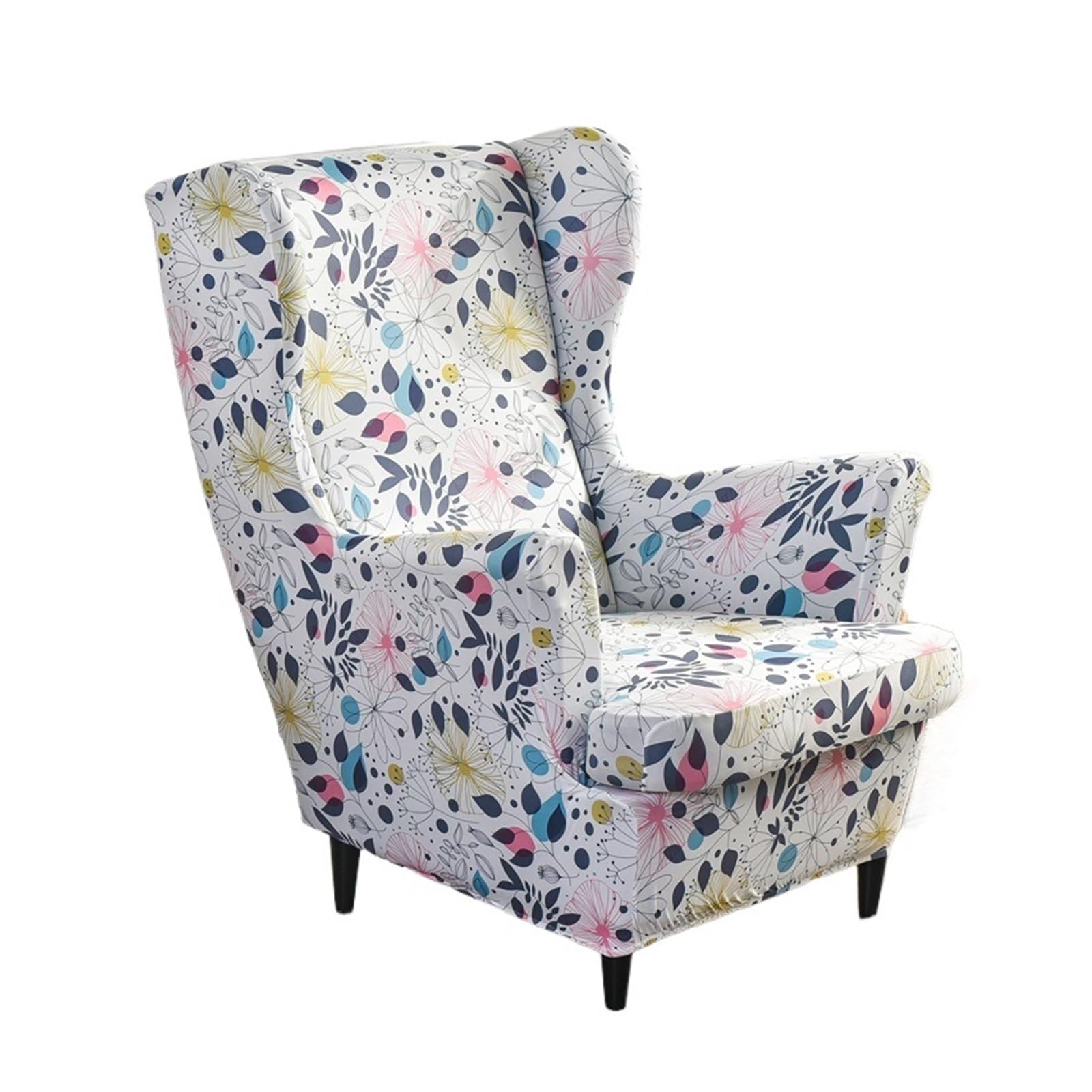 GCYEIDMA Wing Chair Slipcover Wing Chair Cover Stretch Armchair Relax Sofa Slipcovers with Seat Cushion Footstool Covers(A18 wing chair cover)