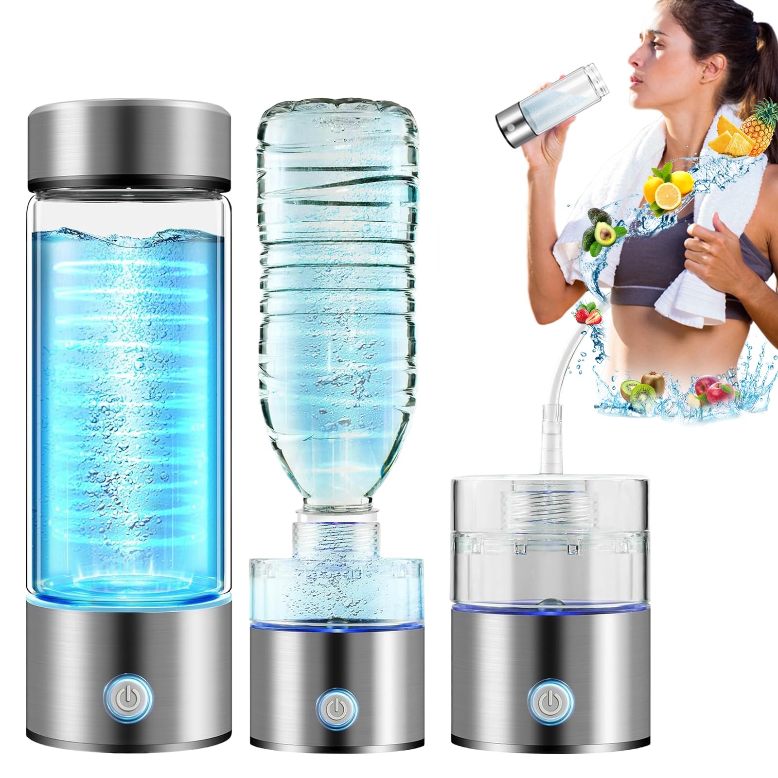 Petyoung Wasserstoff-Wasserflasche 420 Ml, Tragbarer Generator | Bis Zu 4000 PPB | Für Zuhause, Büro & Sport