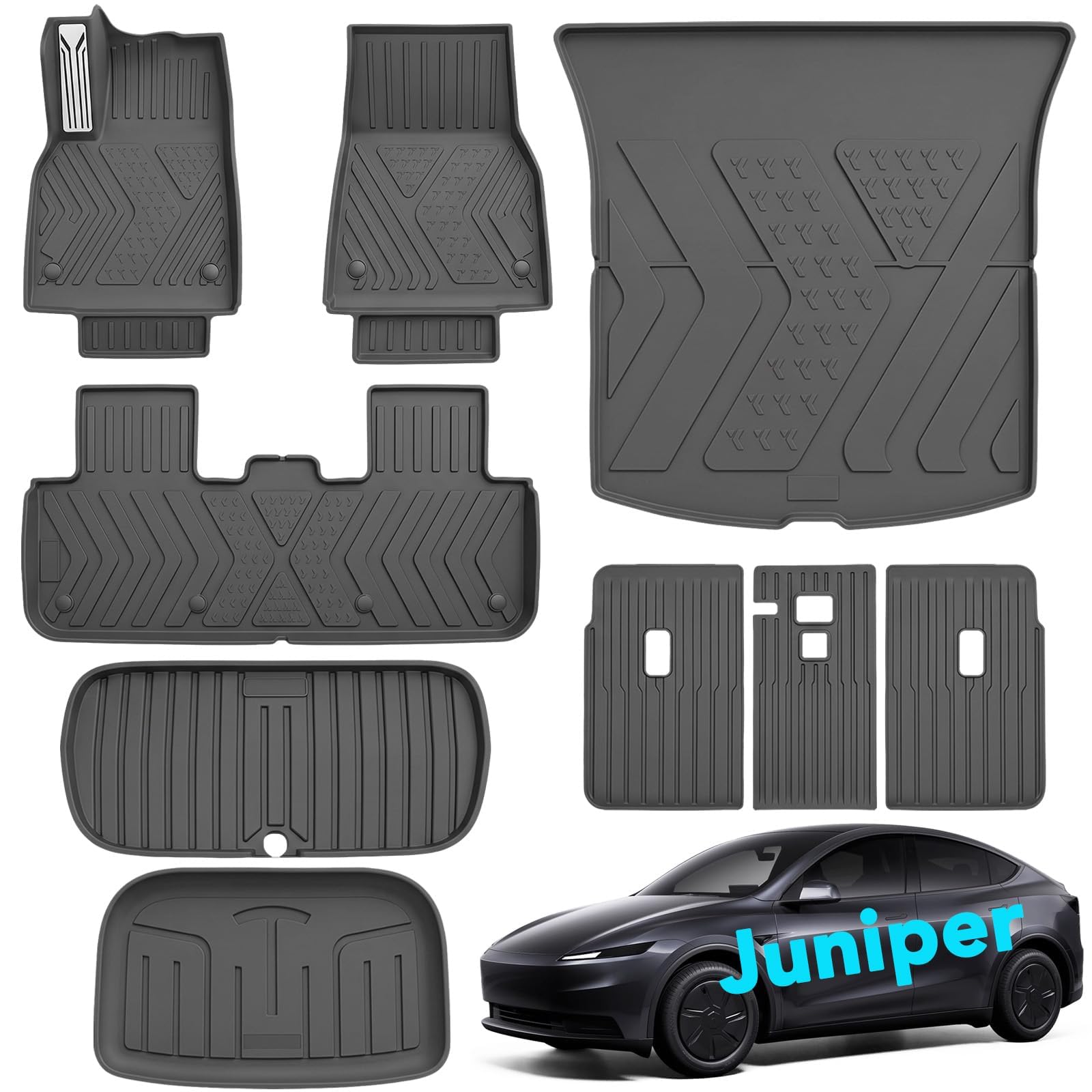 SUPER LINER MoldedFit™ Tesla Model Y Juniper Floor Mats Accessories 2026 1) Juniper Model Y|25-26|MoldedFit™ Full Set