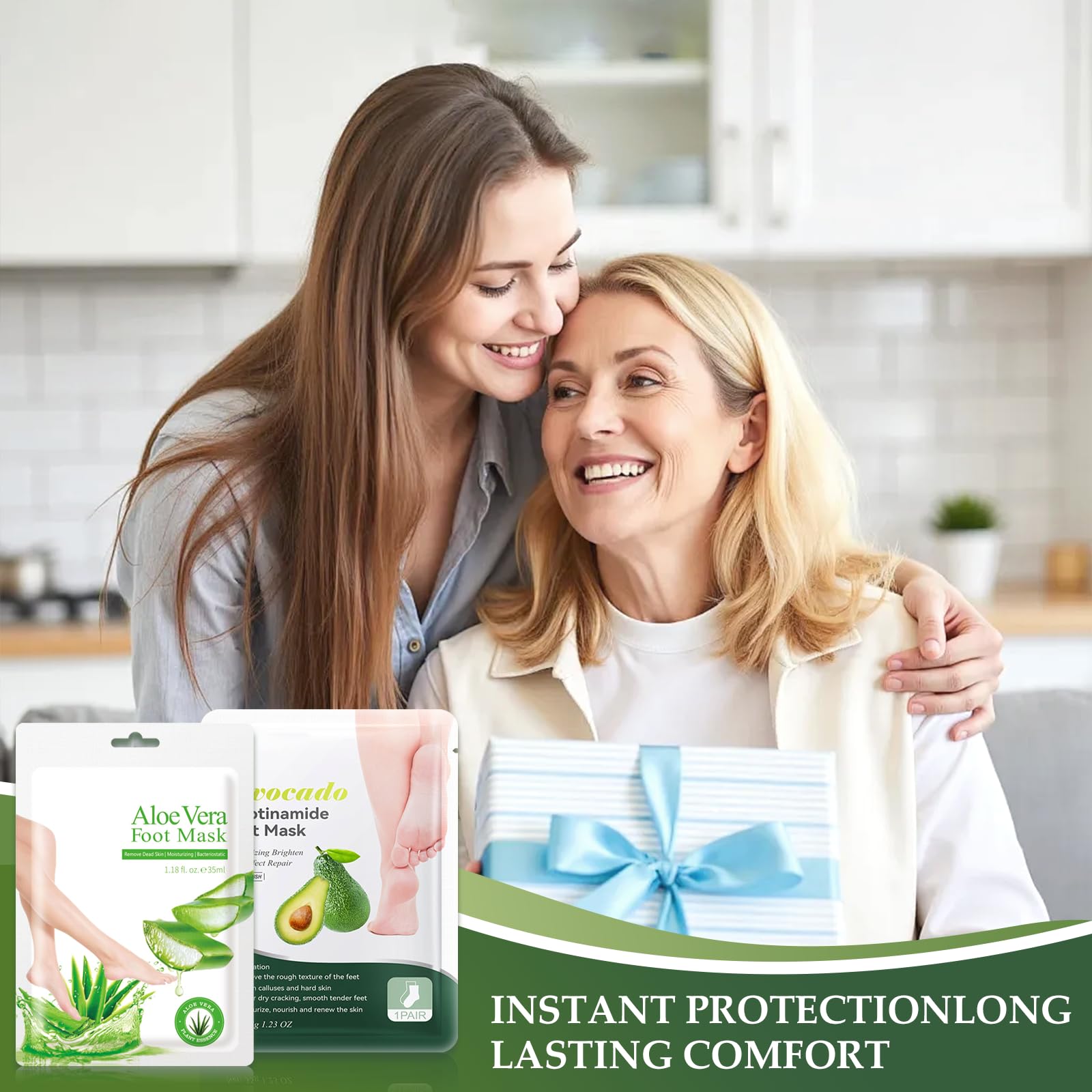 2 Paia Maschera Piedi Idratante, Esfoliante Dolce per Calli e Pelle Morta, Trattamento Quotidiano per Piedi Secchi e Screpolati, per Piedi Sempre Lisci e Morbidi (Aloe Vera e Avocado)