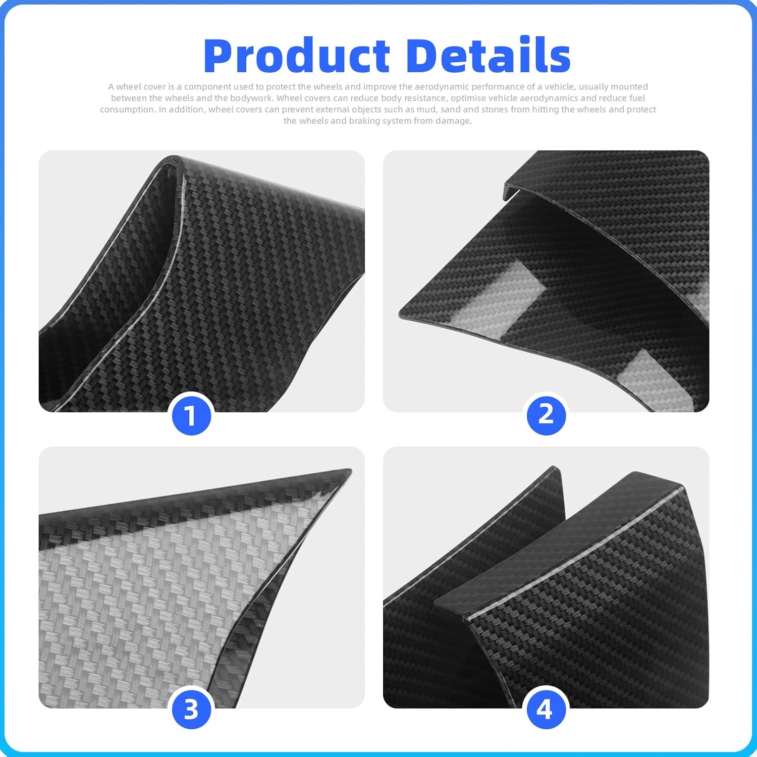 for CF Moto 675SS 675SR 675SR-R 2024 2025 Motorcycle Front Winglets Side Spoiler Wing, Aerodynamic Fairing Wings Fins, Black ABS, 2 Pieces (Carbon Fiber Texture, Winglets)