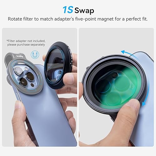 Miniatura 3 de SmallRig Filtro magnético variable ND de 2.047 in ND2-ND32 (1-5 paradas) sin cruz HD vidrio óptico impermeable resistente a los arañazos magnético