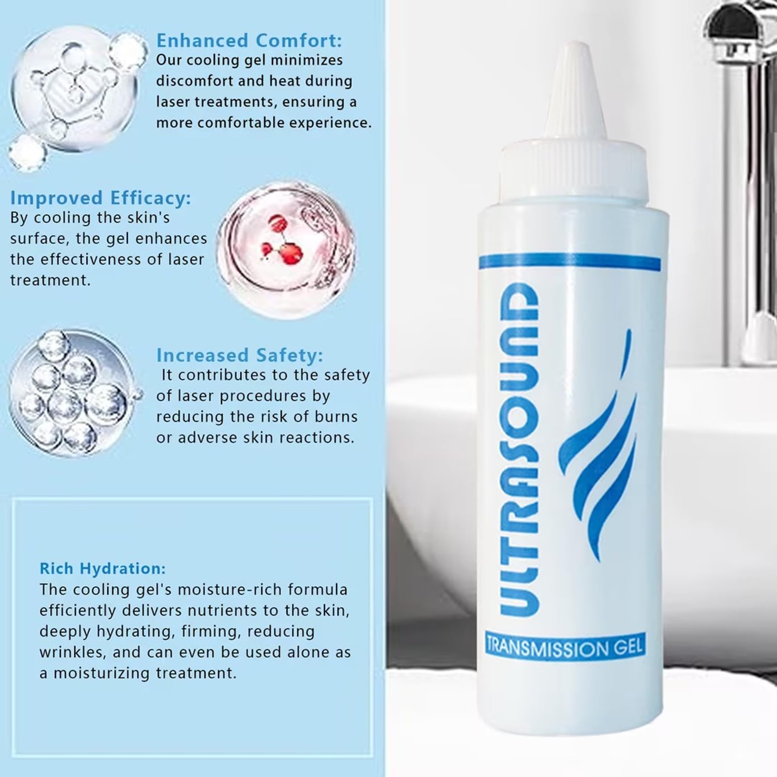 Cooling Gel for Laser Hair Removal Device and Radio Frequency