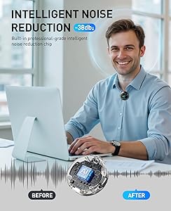 LID LIRDDY Mini Microphone for iPhone: Wireless Lavalier Microphone for Android - Noise Canceling Magnetic Clip Lapel Mic - Vlogging & Pro Video Recording for Content Creators