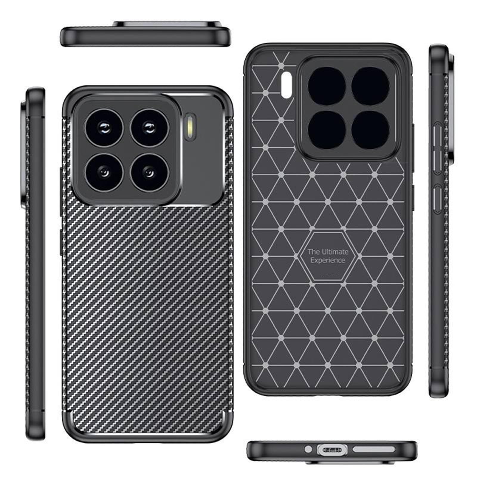 Hülle Für Xiaomi 15 Pro/15, Kohlefaser Texture Handyhülle Kameraschutz Dünne Weiche TPU Silikon Schutzhülle,Schwarz,15