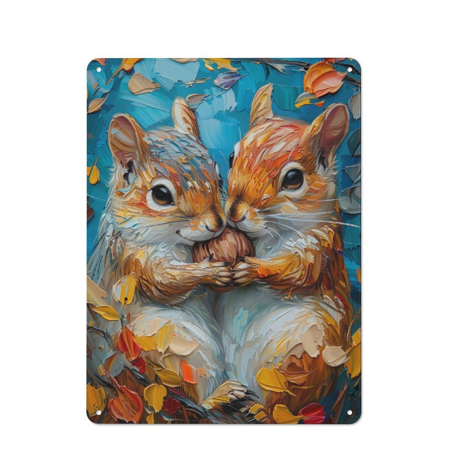 Junmoney Love Of Squirrels Vintage Tin Sign 40X30cm For Guest Room Or Hallway, Suited To Home Decor Collectors