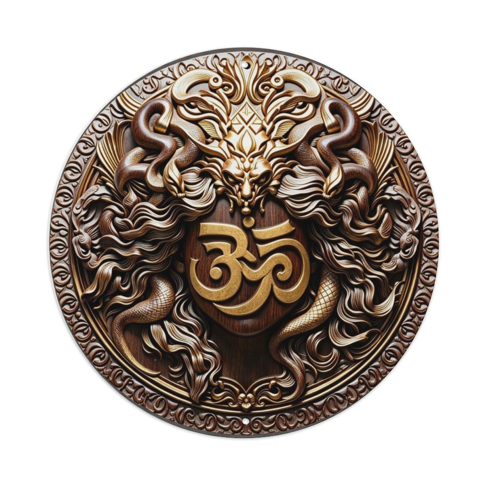 Tibetan Buddhist Om Aum 3D Carved Spiritual Metal Tin Sign Plaque