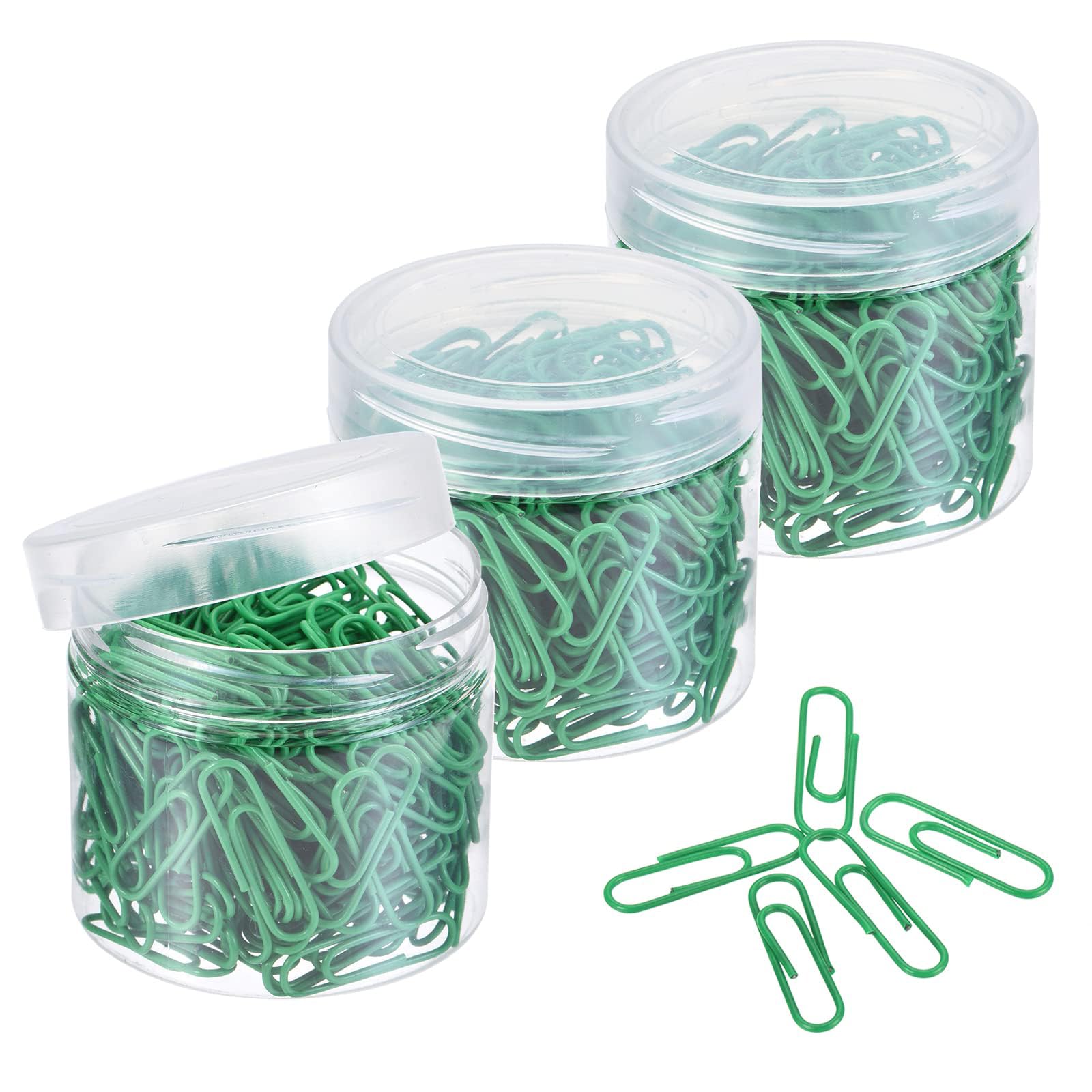 TA-VIGOR 600Pcs Paper Clips Small Size, 28mm Durable and Rustproof Paper Clip, Vinyl Coated to Prevent Tearing Pages with Box for Organize Office Home, Green