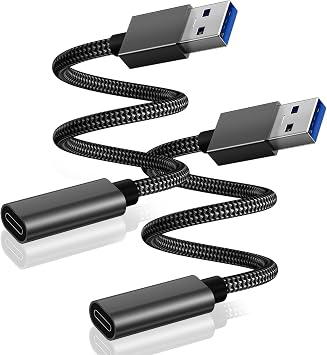 Basesailor USB 3.0 to USB C Adapter 3.3FT 2Pack,USBC Female to A Male Cable | 5Gbps 3.1 Type C Charger Connector for Apple iPhone 17 17e 16 16e 15 Pro Max,iPad Air Mini 7,Samsung Galaxy S26 S25 S24 S23