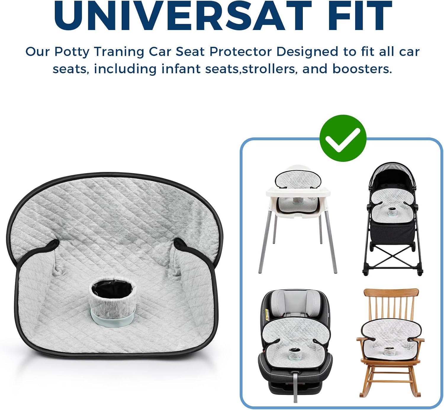 2 Pack Car Potty Training Seat Protector, Waterproof Toddler Carseat Potty Training Cover, Piddle Pads & Liners for Baby,Washable Non-Slip Leak-Proof Potty Pee Protector (Gray)