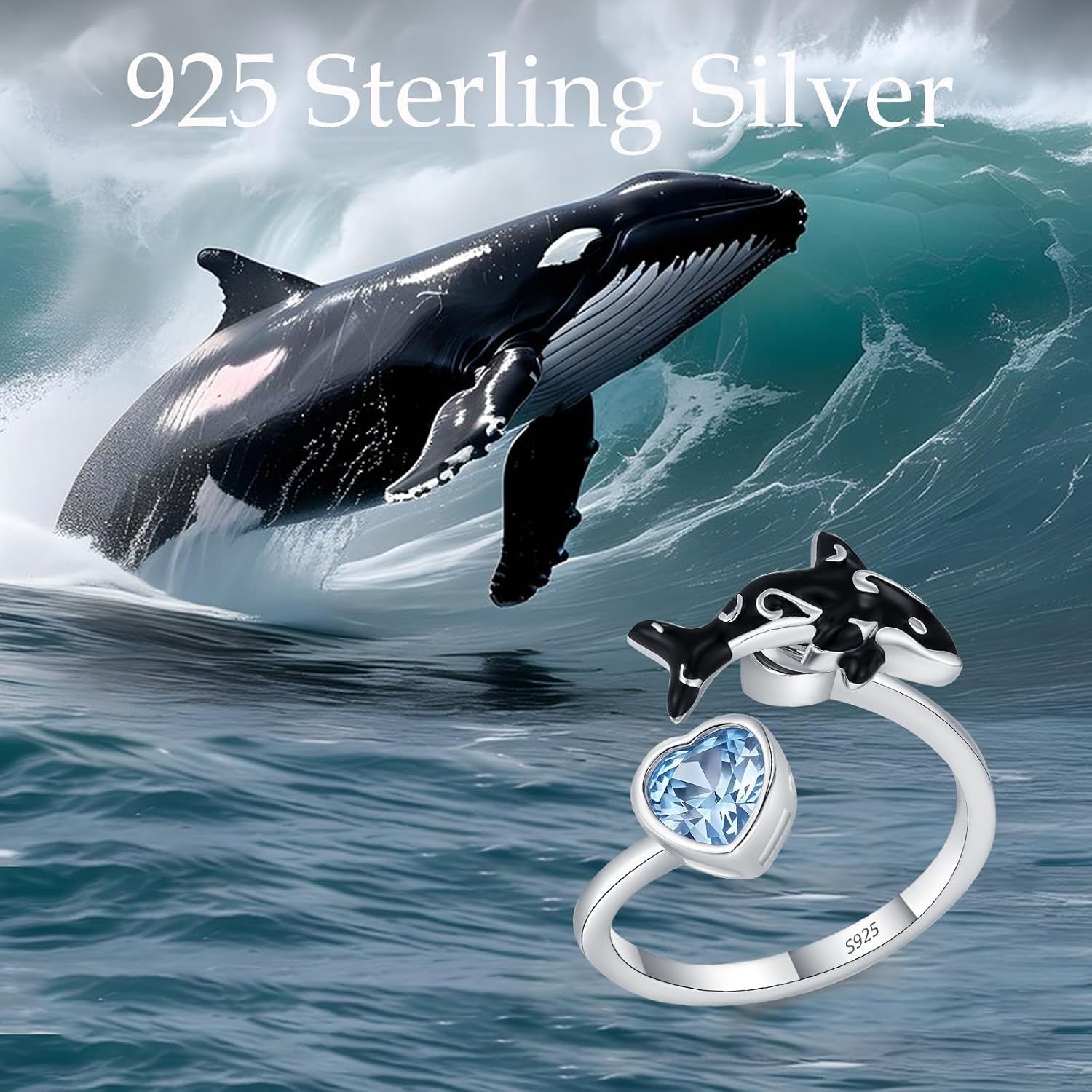 Animal Rings for Women 925 Sterling Silver Adjustable Phoenix Orca Octopus Eagle Snake Ring Gift for Animal lover Mother's Day Birthday Christmas