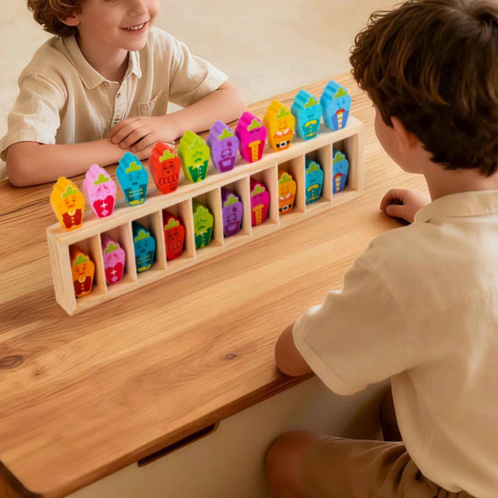 Memory Spiel Kinder Holz Lernspiel Farbpuzzle Formpuzzle Konzentrationsspiel aus Holz Fördert Aufmerksamkeitsspanne Problemlösen für Kindergarten Vorschule, Raketen- Und Tiermuster