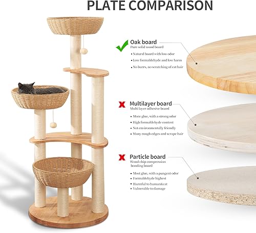 Miniatura 40 de Torre de árbol para gatos grande y moderna de 59 pulgadas, torre para gatos, postes rascadores cubiertos de sisal para gatos de interior, árbol