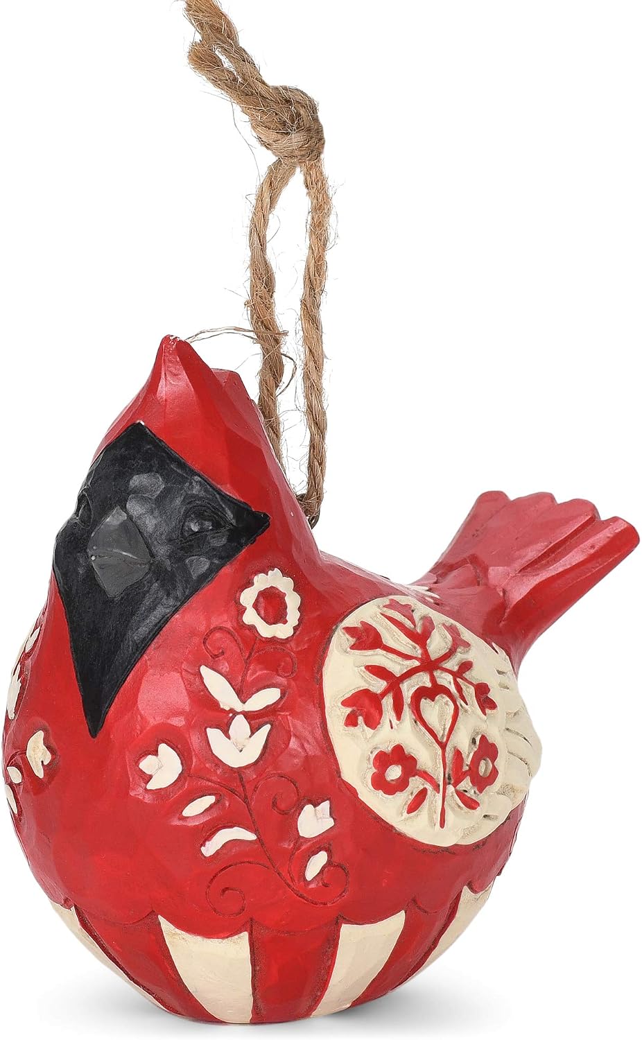 Enesco Jim Shore Heartwood Creek Nordic Noel Roly Poly Cardinal Hanging Ornament, 3.25" H, Dirty White, Black, Grey, Red