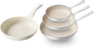 Redchef 8+10+11+12inch Ceramic Frying Pan, Small Nonstick Frying Pan, Non Stick Pans for Eggs & Omelets, PFOA & PFAS-Free, Fast & Even Heat, Compatible with All Cooktops, Dishwasher Safe
