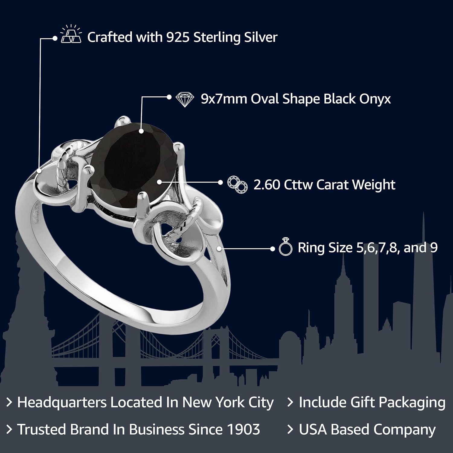 Gem Stone King Oval Gemstone Birthstone Engagement Ring For Women | 925 Sterling Silver | Oval 9X7MM | Wedding Anniversary Promise Ring | Available in size 5, 6, 7, 8, 9