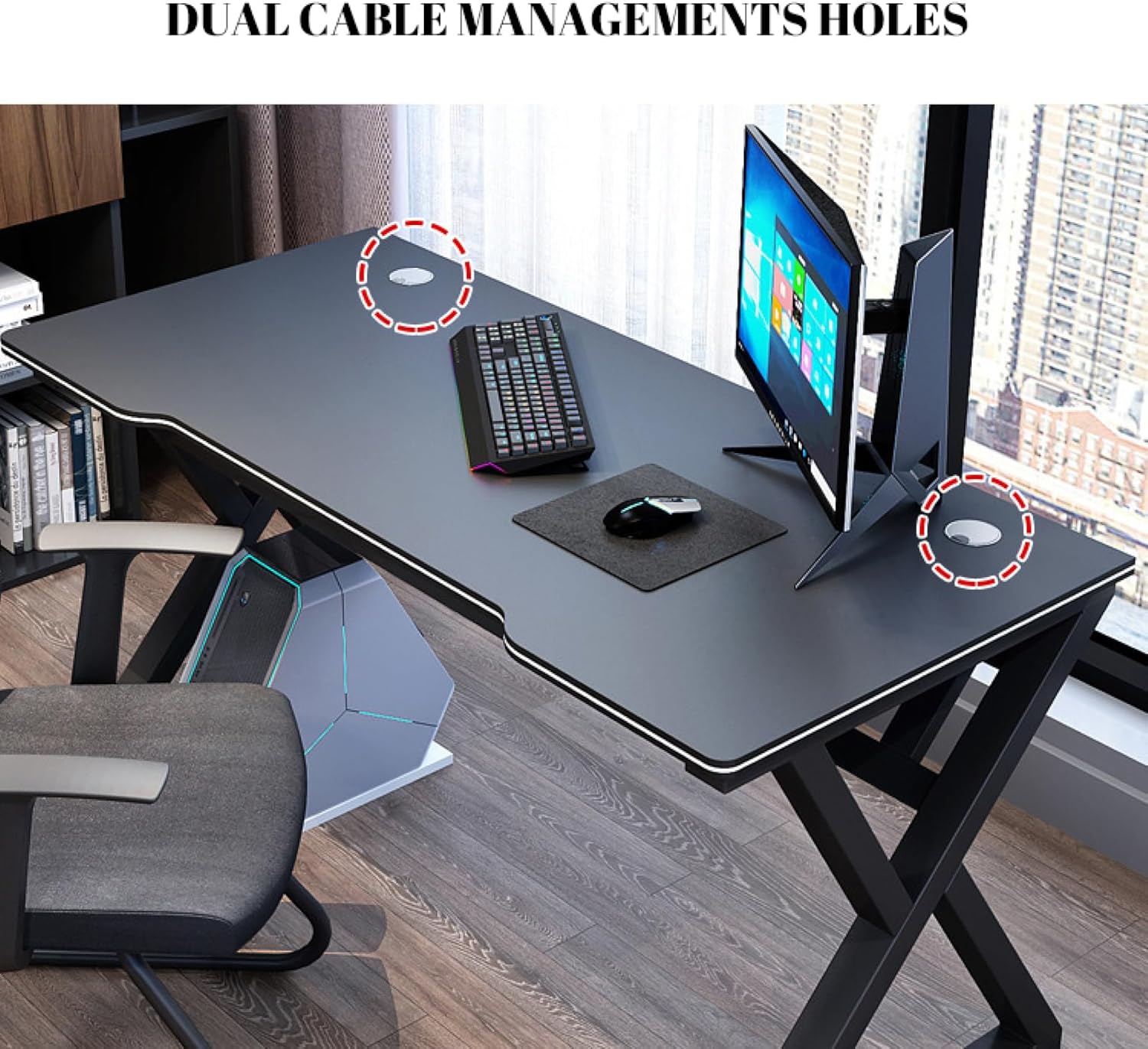 Computer Desk for Home Office, Modern Simple Study Writing Desk Workstation Home Office Desk Gaming Desk(47Inch, Walnut+White Frame)