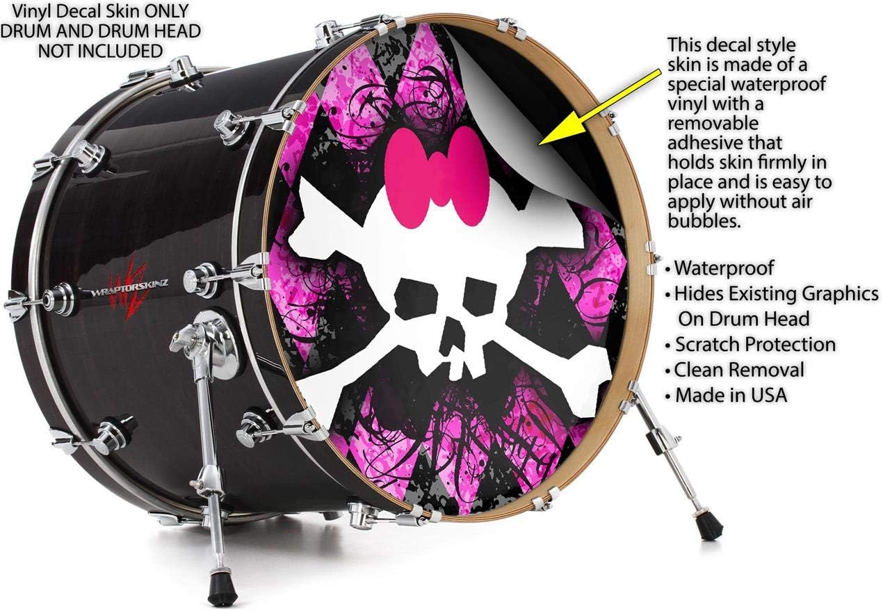 Vinyl Skin Decal Wrap for 22" Bass Kick Drum Head Pink Diamond Skull - DRUM HEAD NOT INCLUDED