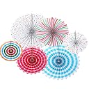 FI - FLICK IN Decorative Paper Fans for Birthday Decoration White Blue Fans for Party Theme Baby Showers Wedding (Pack of 6, Multicolor) gallery image