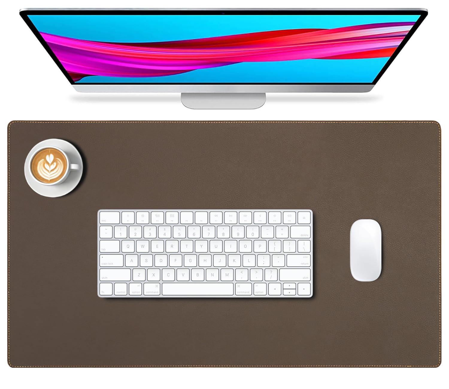 Tappetino da scrivania in vera pelle, Sottomano Scrivania XXL in pelle 100x50cm, Tappetino per mouse impermeabile e antiscivolo per giocatori, ufficio e casa(Coffee,80x50cm)