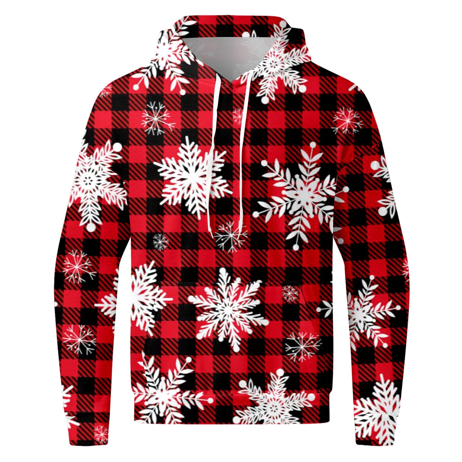 Generisch Maglione natalizio da uomo, set di 2 pezzi, set di magliette abbinate, tuta da allenamento, in due pezzi, comoda felpa con cappuccio