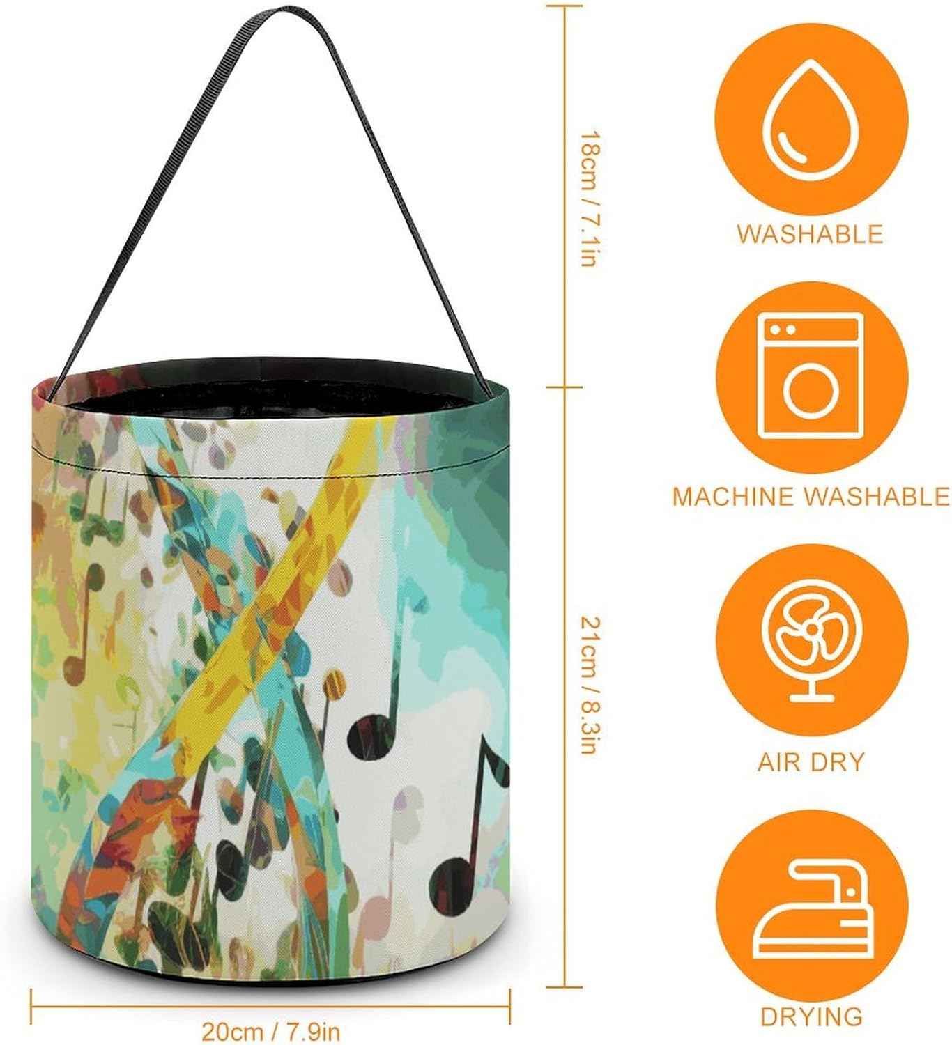 Reusable Halloween Music Symbol Candy Bucket with Handle image 2